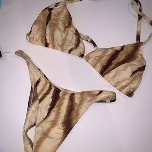 NWT 90s Vintage Brown Tiger Print Bikini Set